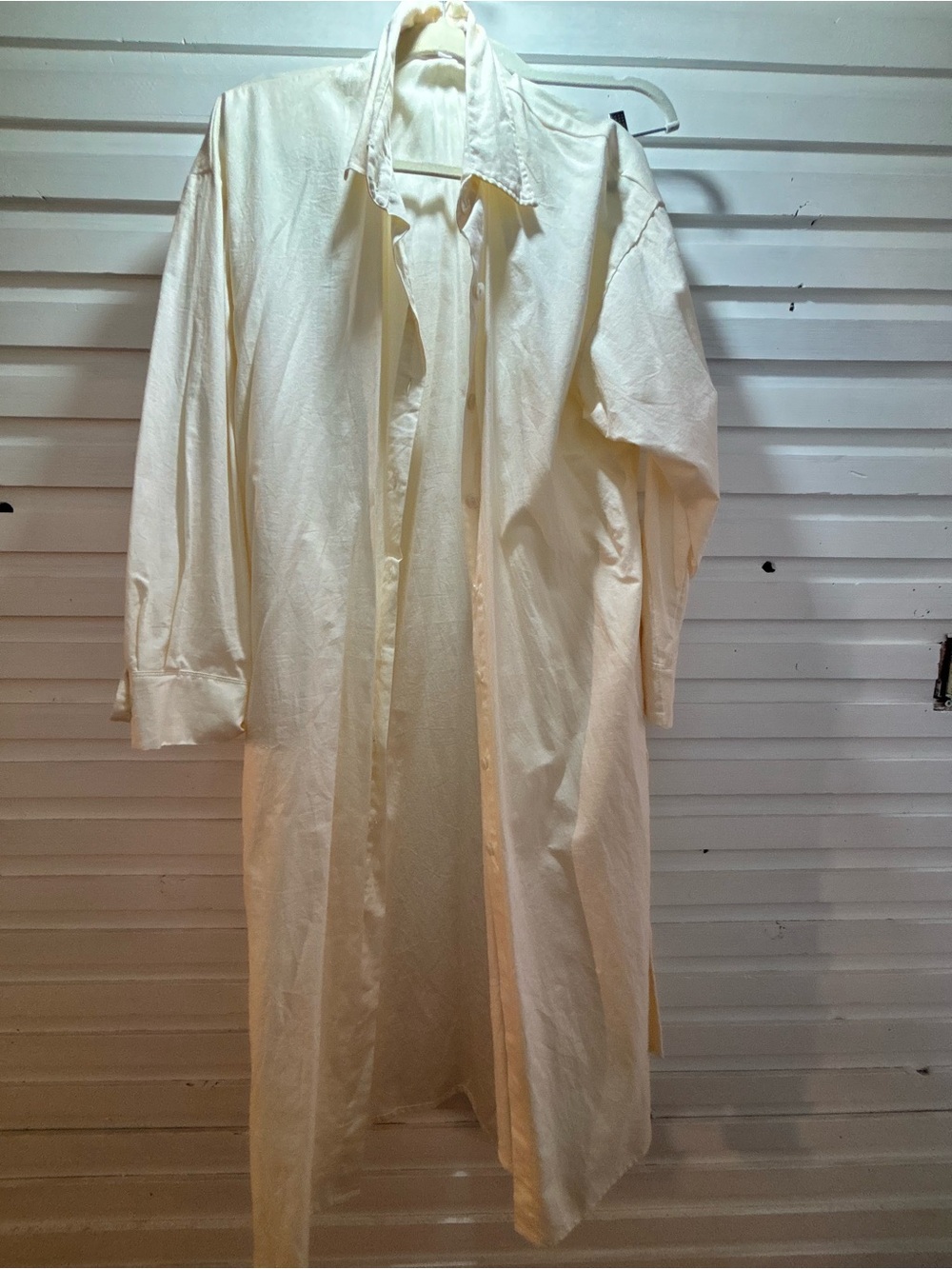 Cream Button-Front Long Shirt Dress